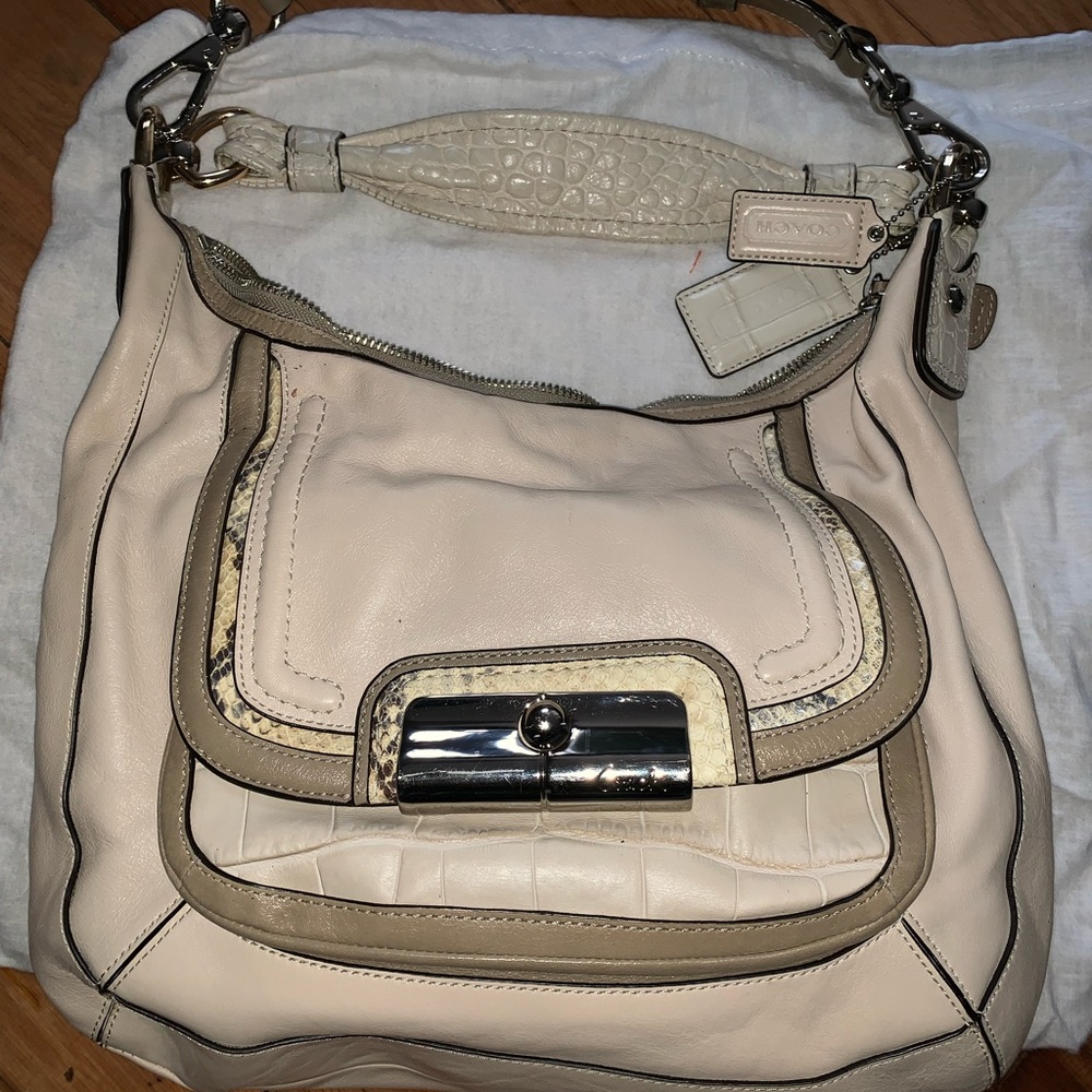Coach leather cream shoulder and crossbody bag